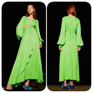 Farm Rio Lime Green Cut Out Maxi Dress Sz S